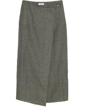 Herno Long Effect Linen Wrap Skirt - Gray