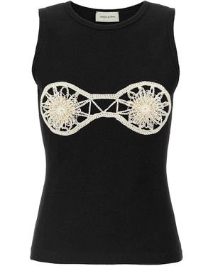 Magda Butrym Top With Crochet Insert - Black