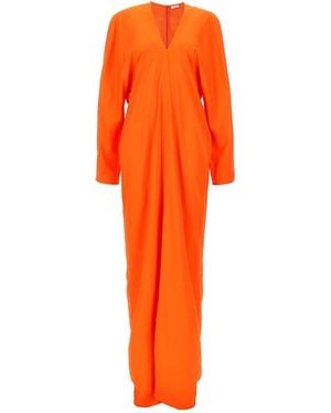 Ferragamo Long Dress With Kimono Sleeves - Orange