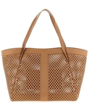 Twinset Openwork Leather Shopping Bag - Brown