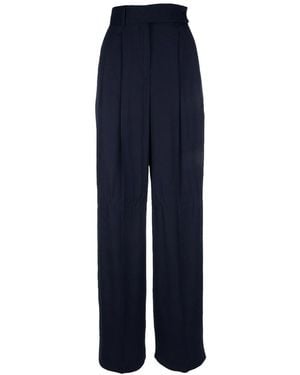Alberta Ferretti Wide Satin Trousers - Blue