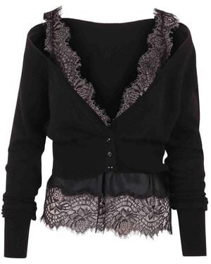 Ermanno Scervino Cropped Cashmere Cardigan - Black