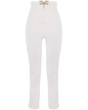 Elisabetta Franchi Logo Details Trousers - White