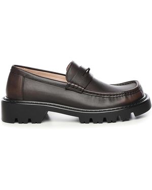 Loewe Sierra Calfskin Loafers - Grey