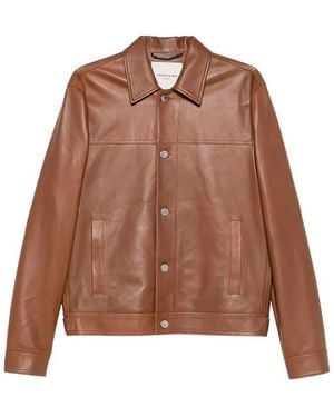 Jacob Cohen 'Trucker' Leather Jacket - Brown