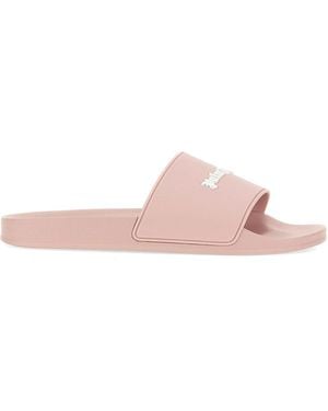 Palm Angels Slide Sandals With Logo - Pink