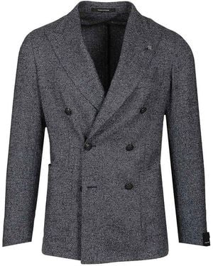 Tagliatore Double-Breasted Wool And Silk Blazer - Black