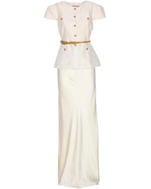Self-Portrait Chain Belt Maxi Dress - White