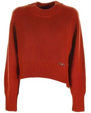 Michael Kors Logo Plaque Cropped Sweater - Red