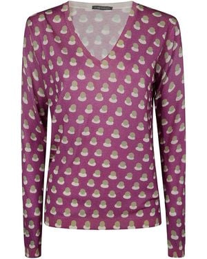 In bed with You Printed V Neck Jumper - Pink