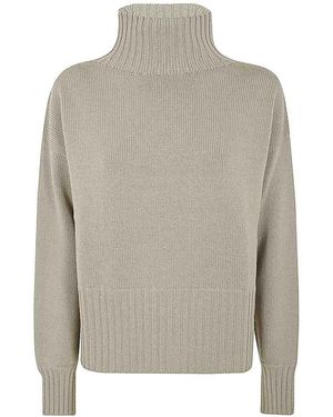 Drumohr Long Sleeves Turtle Neck Oversized Jumper - Grey