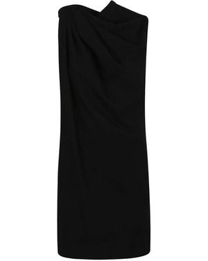 McQueen Chic Mini Dress With Unique Shoulder Knot - Black