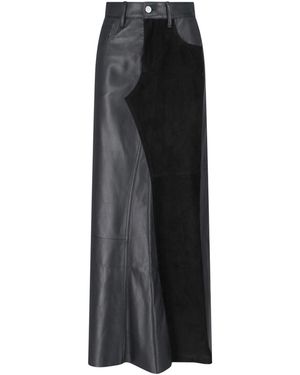 MM6 by Maison Margiela Panelled Leather Maxi Skirt - Black