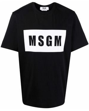 MSGM Cotton Logo-Print Cotton T-Shirt - Black