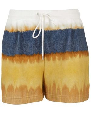 Alberta Ferretti Tri-Coloured Cotton Shorts - Blue