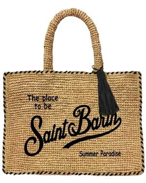 MC2 Saint Barth Vanity Border Raffia Shoulder Bag - Natural