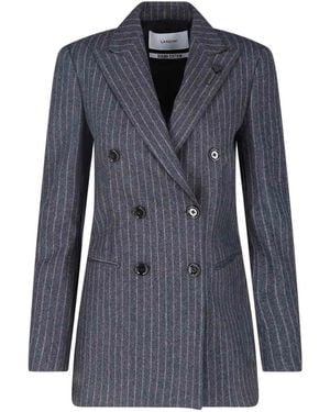 Lardini Double-Breasted Wool Blazer - Blue