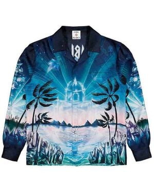 CASABLANCA Silk Shirt With Graphic Print - Blue