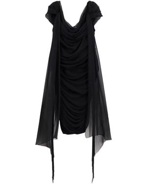 Givenchy Off-Shoulder Draped Mini Dress - Black