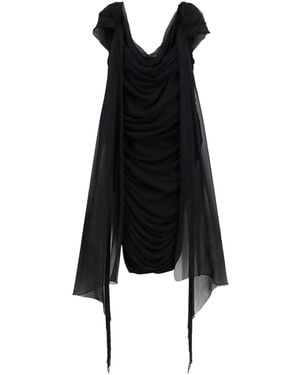 Givenchy Off-Shoulder Draped Mini Dress - Black