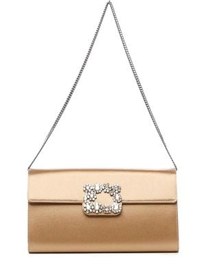 Roger Vivier Efflorescence Satin Clutch Bag - White