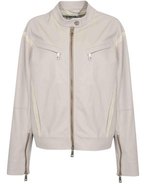 Patrizia Pepe The Racing Skin Biker Leather Jacket - White