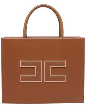 Elisabetta Franchi Logo Tote Bag - Brown