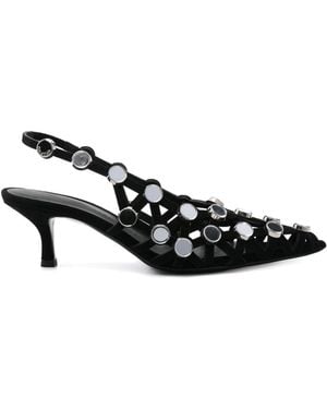 The Attico Suede Slingback With Inserts - Black