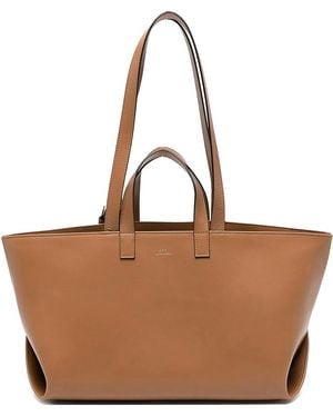 A.P.C. Le Drummer Leather Tote Bag - Brown