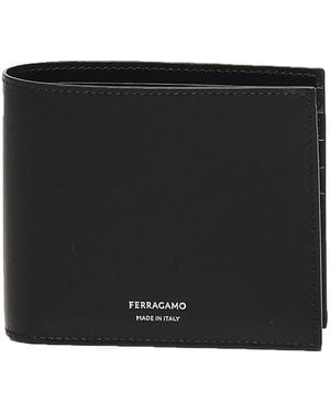 Ferragamo Leather Wallet With Logo - Black