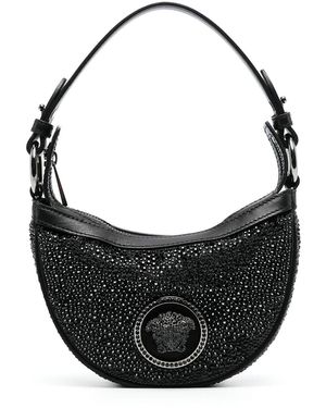 Versace Crystal Embellished Medusa Bag - Black