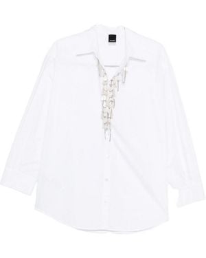 Pinko Cotton Shirt With Precious Beaded Detail - White