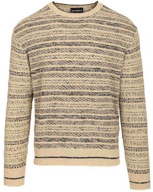 Emporio Armani Triped Crewneck Cotton-Blend Jumper - Multicolour