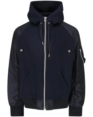 Sacai Hooded Bomber Jacket - Blue
