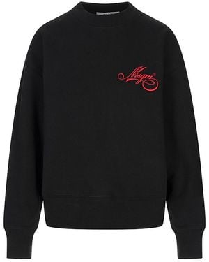 MSGM Sweatshirt With Embroidered Cursive Msgm Logo - Black