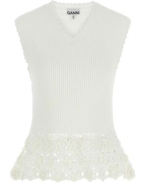 Ganni Cotton Crochet Vest - White