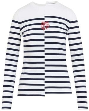 Jean Paul Gaultier Stretch Cotton Asymetric Long Sleves Top - White