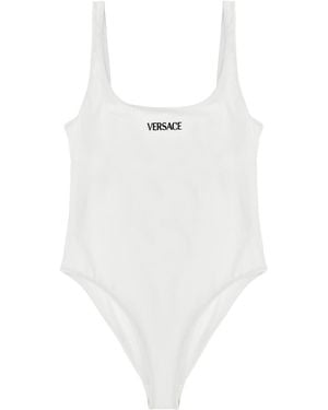 Versace Logo' One-Piece Swimsuit - White