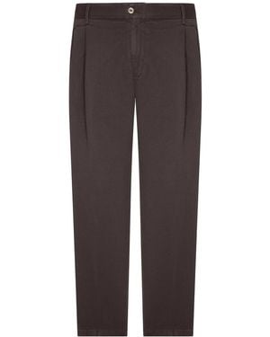 Briglia 1949 Cotton Chino Pants With Pleats - Brown