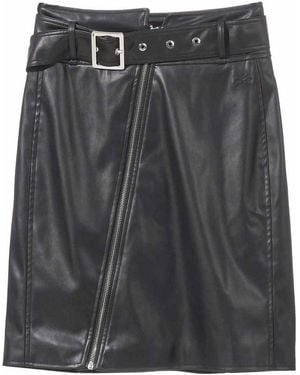 KARL LAGERFELD Faux Leather Skirt With Zip - Black