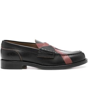 COLLEGE Leather Loafers - Black