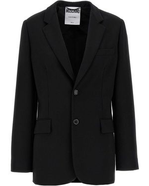 【関税＆送料込み】Moschino Single-Breasted Jacket Moschino Jeans pen Striped US 10 UK 14 Blazer Jacket Women