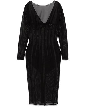 Elisabetta Franchi Tulle Midi Dress - Black