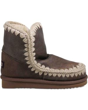 Mou Ankle Boots With Pale Trim - Brown