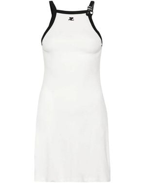 Courreges Buckle Contrast Short Dress - White
