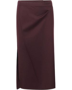 Victoria Beckham Compact Flannel Midi Skirt - Purple