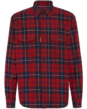 DSquared² Checked-Pattern Shirt - Red