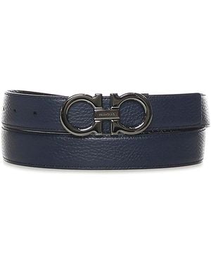 Ferragamo Leather Gancini Belt - Blue