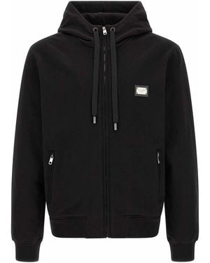 Dolce & Gabbana Logo Plaque Hoodie - Black