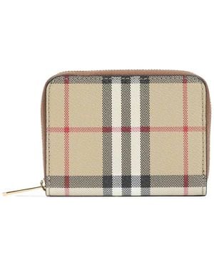 Burberry Mini Zip Around Wallet - Natural